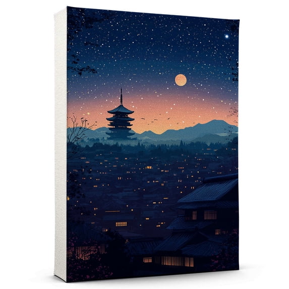 Kyotos Travel Canvas Art Print, Japan Wall Canvas Starry Night, Kyotos Canvas Painting decorJapan Travel Picture -97AZ702