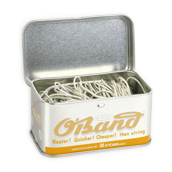 Kyowa O'Band Rubber Bands: silver tin, single color, 30 grams (White)
