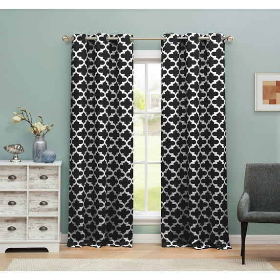 Kyra Blackout365 Grommet Pair Panel 38 in. W x 84 in. L in Black (2 Pieces)