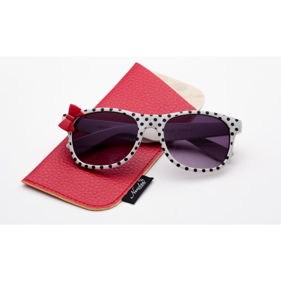 Kyra Kids Sunglasses for Girls Fashion Polka Dots Bow Cute & Comfortble Style Lead Free for Kids Girls (3-9 Years) with Carrying Pouch