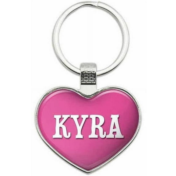 Kyra - Names Female Metal Heart Keychain Key Chain Ring, Multiple Colors Available