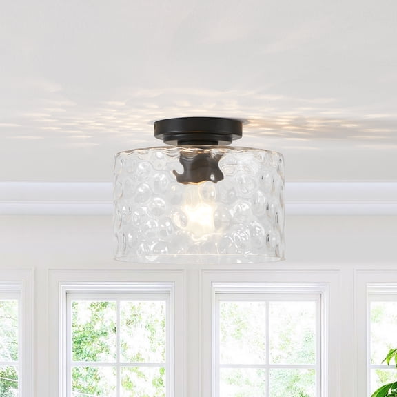 Kyrid 1-light Flush Mount Light With Textured Glass Shade