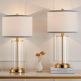 thumbnail image 1 of Kyrid 23.25'' Glass Table Lamp Set of 2 with Linen Shade for Bedroom Antique Brass Finish,3-Way Touch Control Lamps with USB Ports and AC Outlets(Bulbs Included), 1 of 6