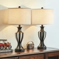 thumbnail image 1 of Kyrid 23.25'' Modern Metal USB Charging Table Lamp Set of 2 with Fabric Shade(Bulbs Included), 1 of 6