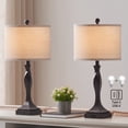 thumbnail image 1 of Kyrid 25.6'' Nightstand Table Lamp Set of 2 with USB and AC Ports,  Modern Table Lamps  for Living Room Bedroom(Bulbs Included), 1 of 8