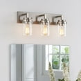thumbnail image 1 of Kyrid 3-Light Brushed Nickel Vanity Light with Clear Glass Shade for Bathroom,E26 Bulbs, 1 of 8