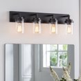 thumbnail image 1 of Kyrid 4-Light Black Dimmable Vanity Light over Mirror with Glass Shade for Bathroom, 1 of 8