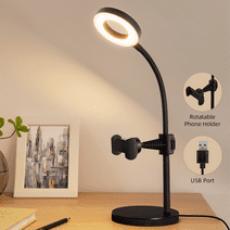 Kyrid 5W 48 LEDs USB Minimalist Desk Reading Lamp with Phone Holder for Bedroom Black
