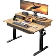 thumbnail image 1 of Kyspho 48″ x 30″ Standing Desk with Drawers, Electric Height Adjustable Sit Stand Desk with Storage Shelf, 4 Memory Preset Computer Desk with Cable Management Tray for Home Office, Brown, 1 of 7