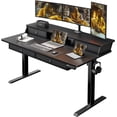 thumbnail image 1 of Kyspho 55″ x 30″ Standing Desk with Drawers, Electric Height Adjustable Sit Stand Desk with Storage Shelf, 4 Memory Preset Computer Desk with Cable Management Tray for Home Office, Black, 1 of 7