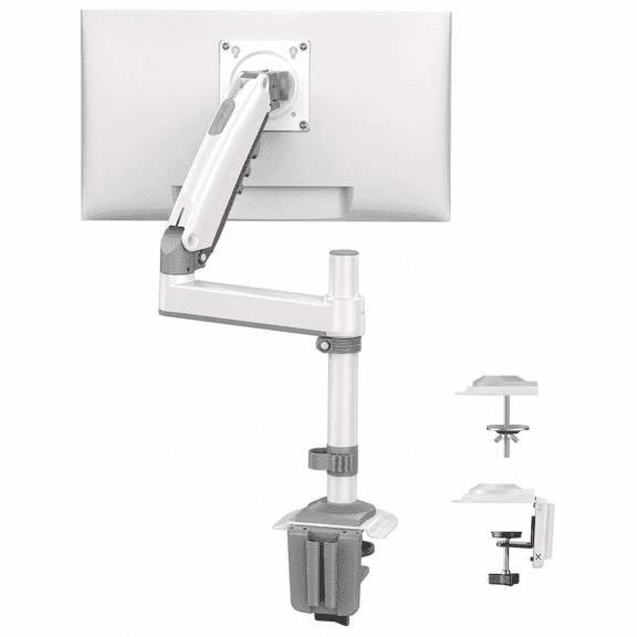 Kyspho Single Monitor Arm for 1334 Inch Screens,Fully Adjustable Gaming Desk Monitor Mount with Tilt,Swivel,and Rotation,Supports up to 19.8 lbs, Fits VESA 7575 mm and 100100 mm,White