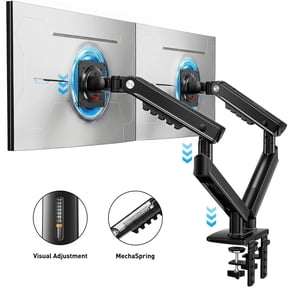 Kyspho FlowLift Dual Monitor Mount Stand for 13-32 inch Screens,Tool-Free Mount with MechaSpring,Full Motion Heavy Duty Visual Adjustment Arm Desk Mount, Max 100x100mm,Holds to 19.8 lbs per Monitor