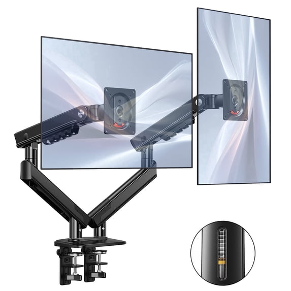 Kyspho FlowLift™ Dual Monitor Mount Stand for 13-32 inch Screens,Full Motion Heavy Duty Visual Adjustment Arm Desk Mount with MechaSpring, Tool-Free Mount,Max 100x100mm,Holds to 19.8 lbs per Monitor