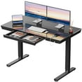 thumbnail image 1 of CHITOOMA Glass Top Electric Standing Desk with Drawer, 48'' x 24'' Electric Height Adjustable Desk with USB Charging Ports, Sit Stand up for Home Office, 1 of 7