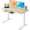 thumbnail image 1 of Kyspho One Piece Electric Standing Desk with Drawer, 48" x 24" Maple Wood-top Height Adjustable Office Desk with USB Charging Ports, Sit to Stand Desk for Home, 1 of 11