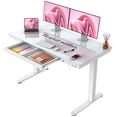thumbnail image 1 of CHITOOMA Glass Top Electric Standing Desk with Drawer, 48'' x 24'' Electric Height Adjustable Desk with USB Charging Ports, Sit Stand up for Home Office, 1 of 10