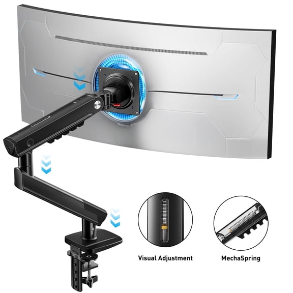 Kyspho FlowLiftâ„¢ Pro Single Monitor Arm for 13-32 Inch Screens, Monitor Stand with MechaSpring,Tool-Free Mount,Full Motion Visual Adjustment Monitor Mount,C-Clamp & Grommet Hole,Holds 19.8 lbs