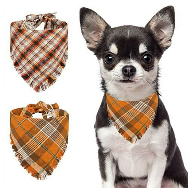 Kytely 2 Pack Fall Dog Bandanas Autumn Dog Bandana Thanksgiving Plaid Pets Scarf Triangle Bibs for Cat Small Dogs Pets Walmart Business Supplies