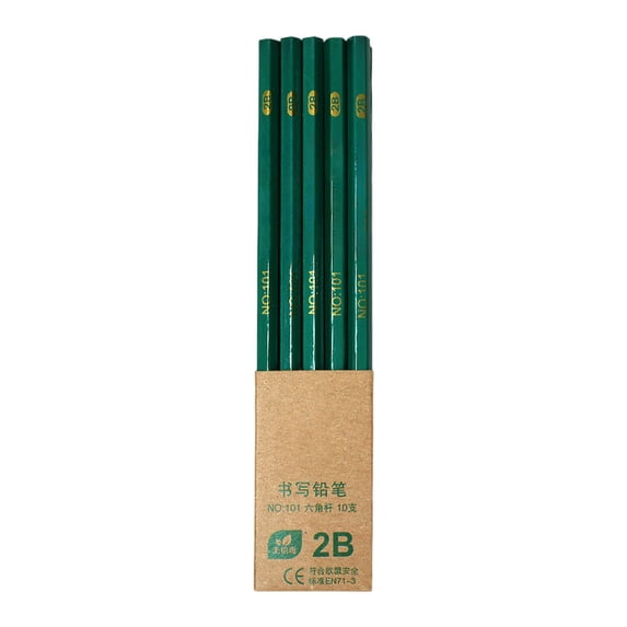 Kyusrd 10Pcs Green Rod Hb/2B Pencil,Elementary Exam Kindergarten Practice Pencil