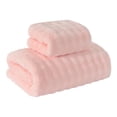 thumbnail image 1 of Kyusrd 2 Pieces Set Velvet Hand Towels and Bath Towels for Bathroom,Cotton Soft Absorbent Decorative Hand Towel for Face Spa Bath Gym Kitchen,Pink,35x75cm/70x140cm, 1 of 8