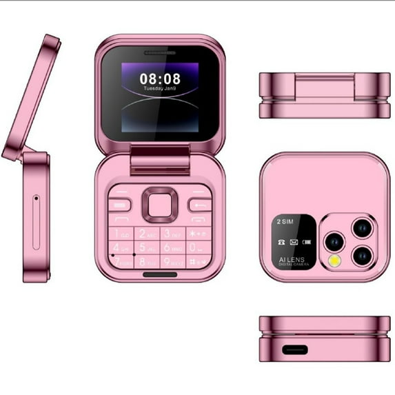 Kyusrd 2025 Mini Flip Mobile Phone 2 SIM Card Small Display Foldable Cell Phone Unlocked Flip Phone 2G Flip Cell Phone for Seniors