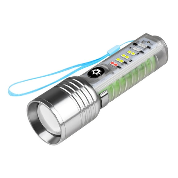Kyusrd 30W White Mini Transparent Flashlight With Pen Clip Magnet Four Source Bright Flashlight