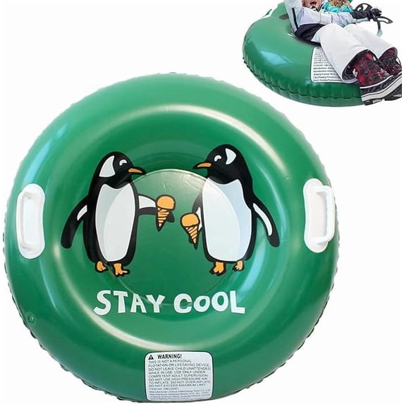 Kyusrd 31 Inch Inflatable Snow Tube for Kids,Heavy Duty PVC Snow Sled with Comfortable Handles,Portable Winter Toboggan for Snow Tubing Sledding & Outdoor Winter Fun