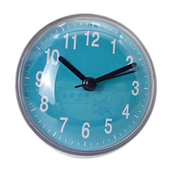 Kyusrd 3in Waterproof Bathroom Clock Suction Cup Wall Clock Quartz Clock for Shower Mirror Kitchen Fogs Resistants Stay on Time Blue
