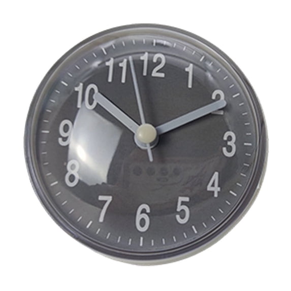 Kyusrd 3in Waterproof Bathroom Clock Suction Cup Wall Clock Quartz Clock for Shower Mirror Kitchen Fogs Resistants Stay on Time Gray