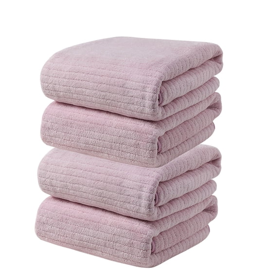 Kyusrd 4cp Velvet Towel For Adult Daily Use At Home Absorbent Dry Hair Towel That Does Not Hair Beach Towel Strip Patterned Bath Towel