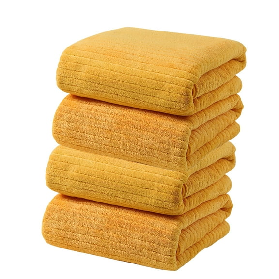 Kyusrd 4cp Velvet Towel For Adult Daily Use At Home Absorbent Dry Hair Towel That Does Not Hair Beach Towel Strip Patterned Bath Towel