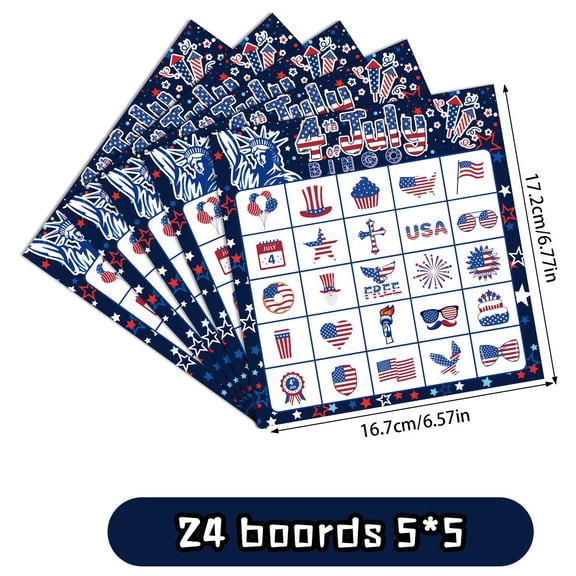 Kyusrd 4th of July and 250th Memorial Day Decorations,Independence Day Themed Afternoon Tea Party Game Cards,Board Game Entertainment Supplies
