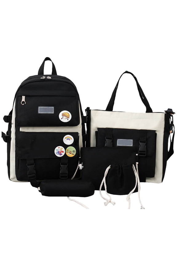 5-Piece Backpack Set, Large Capacity Messenger Bag With Pencil Case