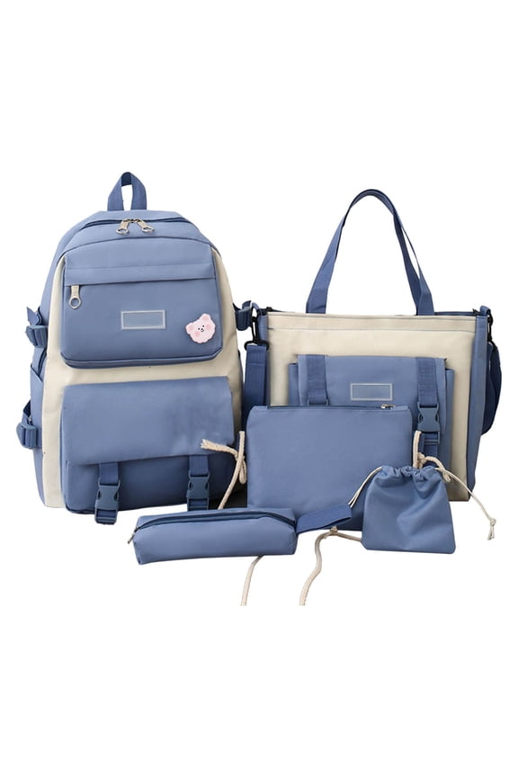 Kyusrd 5-Piece Backpack Set, Large Capacity Messenger Bag With Pencil Case