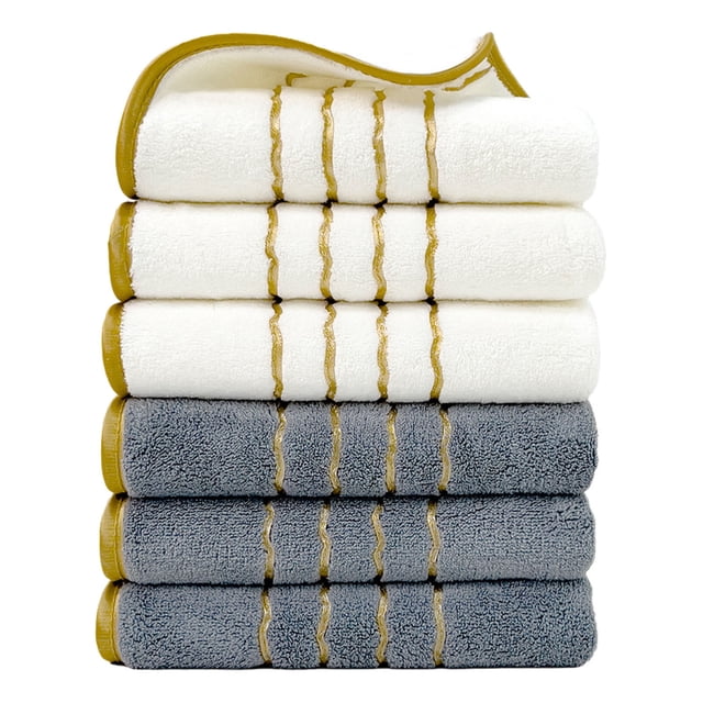Kyusrd 6PC Towel Set Velvet Spun Highly Absorbent Soft Bath Towel Suitable For Bathroom Spa Gym