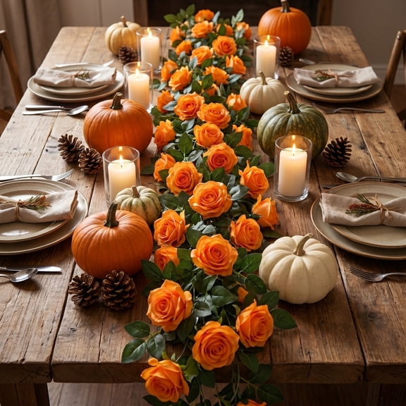 Mrzvby 79in Artificial Garland Fall Decor ,Thanksgiving Artificial Flower Vines Home Decor Artificial Rose Garlands For Living Room