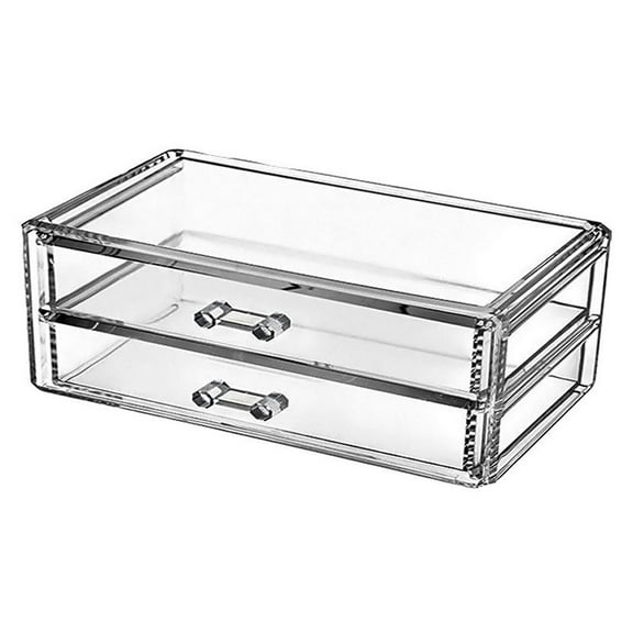 Kyusrd Clear Acrylic Dresser Drawer Storage Box Double Drawer Design Desktop Storage Box Suitable For Jewelry, Beauty,Etc