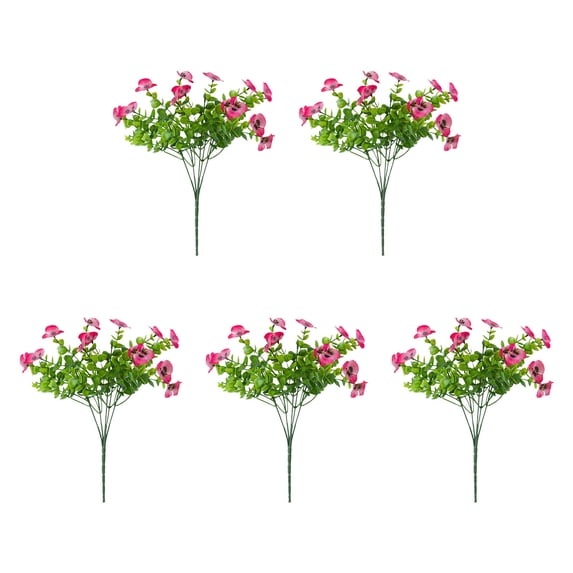 Kyusrd Artificial Fake Flowers and Fake Plants for Decorations,5Pc Assorted Artificial Flowers with Eucalyptu Leaves and Pansies Ideally Suited To Indoor and Outdoor Home Decor