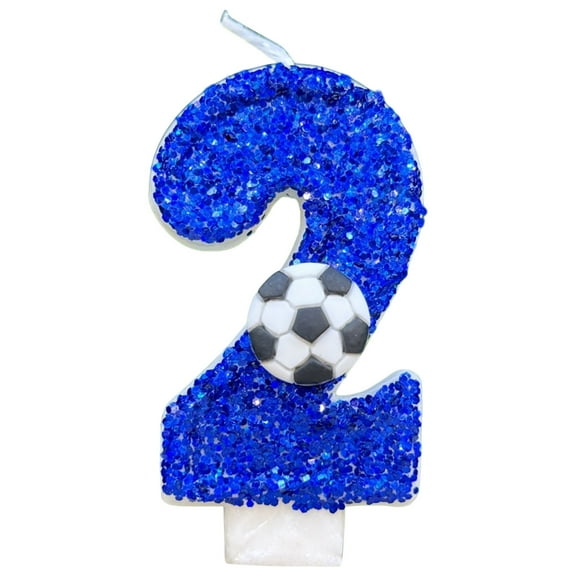 Kyusrd Artificial Flowers Home Decor Soccer Birthday Candle 9th Soccer Cake Topper Decor Nine Year Candles Blue Glitter Number 9 For Cupcake Topper Decorations Birthday Party Kids Adults