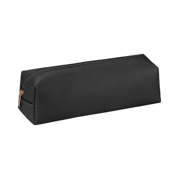 Kyusrd Black Leather Small Zipper Pencil Pouch,Compact Pen Case with Sleek Design,Versatile Storage for Pencils,Pens,Makeup &