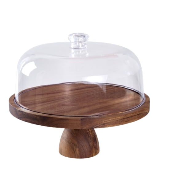 Kyusrd Cake Tray Wood Sum Display Rack With Transparent Acrylic Cover for Dessert Dishs Dustproofs Glass Cover
