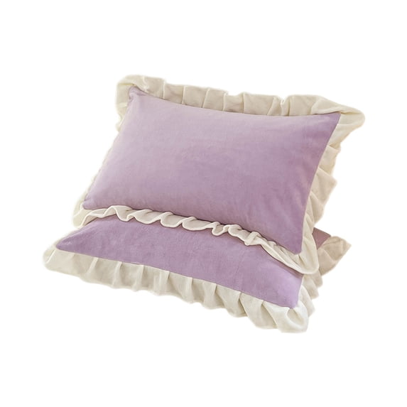 Kyusrd Crystal Velvet Winter Pillowcase Solid Color Lace Pillowcase