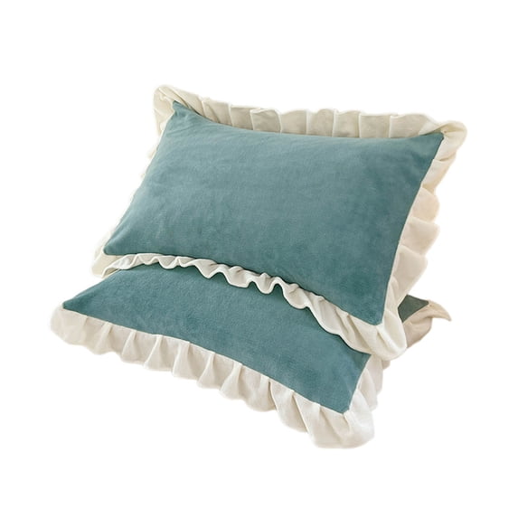 Kyusrd Crystal Velvet Winter Pillowcase Solid Color Lace Pillowcase