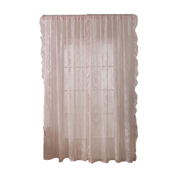 Kyusrd Curtains for Home and Bathroom,Lace Sheer Curtain Floral Rod Pocket Window Curtain for Home Decor