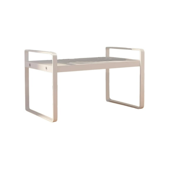 Kyusrd Double Layer Desktop Storage Rack,Iron Frame Wooden Board Desk Bookshelf