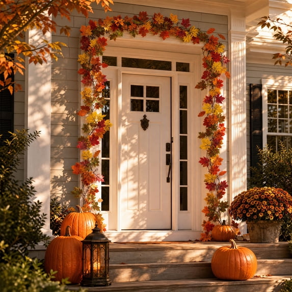 Kyusrd Fall Decor for Home,Artificial Colorful Maple Leaf Rattan Thanksgiving Fireplace And Dining Table Decorative Rattan Ornament