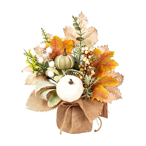 Kyusrd Fall Pumpkin Decor,Fall Potted Artificial Floral Arrangement ...