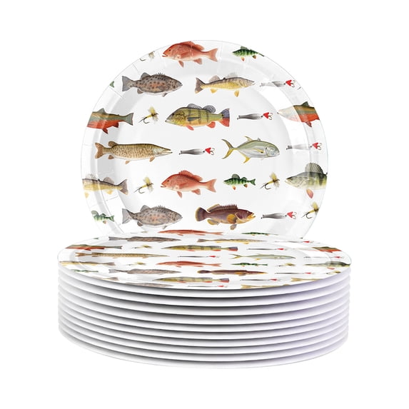 Kyusrd Fishing Theme Party Decoration Supplies Birthday Paper Party Decoration Set