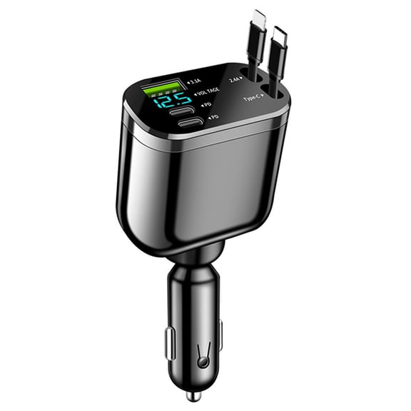 Kyusrd Folding Telescopic Cable Car Charger Fast Charging Car Charger