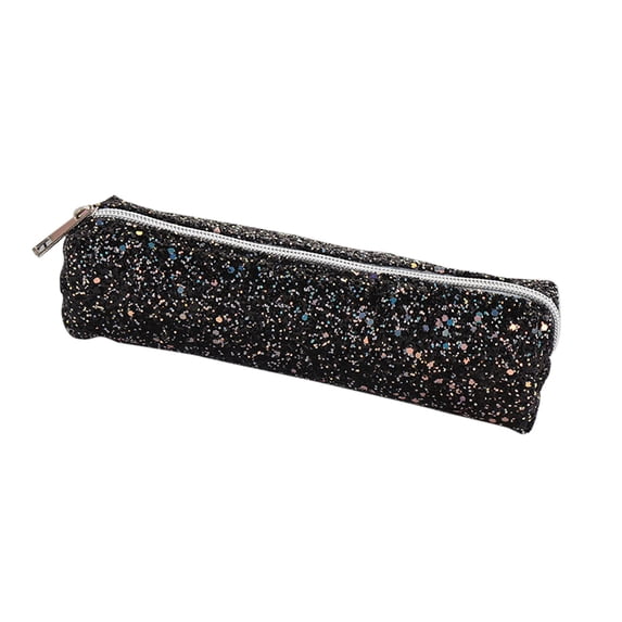 Kyusrd Glitter Round Cylinder Pencil Case,Shiny Sequin Zipper Stationery Pouch with Creative Design,Multi-Purpose Storage for Pens Cosmetics